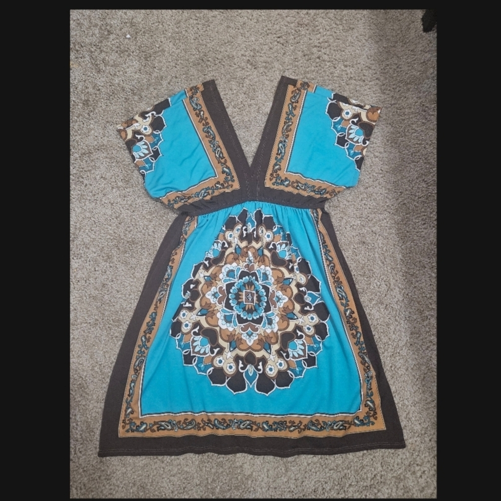 Bailey Blue Bohemian Blue and Brown Dress